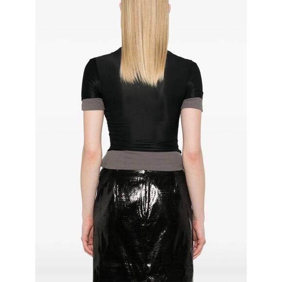 Christopher Esber Sheer Overlay Rib Tee Shirt in Black & Grey AU 12 US 8 - Picture 4 of 5